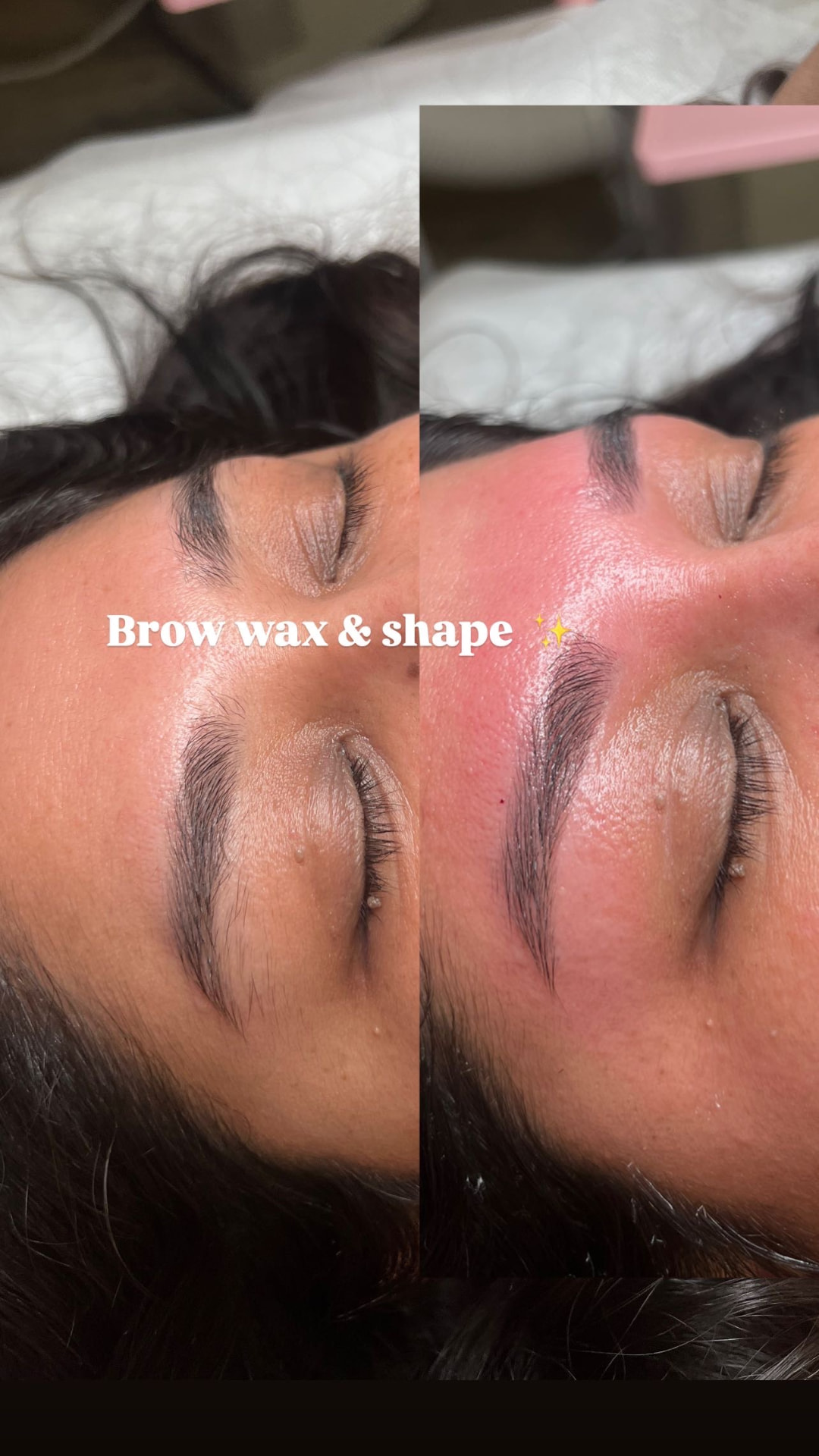 Before and after brow wax and shape