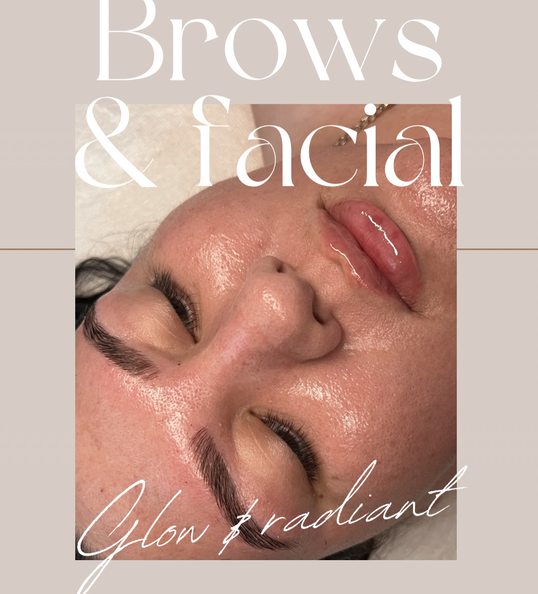 Glowing skin and freshly shaped brows after a facial